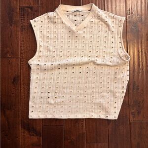 Zara Beige Textured Tank Top